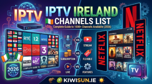 IPTV Ireland channels list showing Irish UK sports and movie channel logos 2026