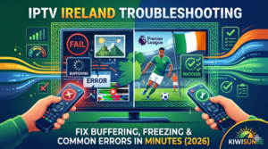 IPTV Ireland troubleshooting guide showing how to fix buffering and streaming errors 2026