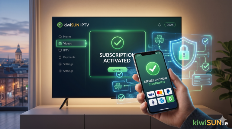 IPTV Ireland payment methods showing secure subscription options and instant activation 2026